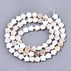 Bisque Natural Freshwater Shell Beads Strands, Flower, Bisque, 6x6x2mm, Hole: 0.7mm, about 68pcs/strand, 15.16 inch~15.55 inch(38.5~39.5cm)