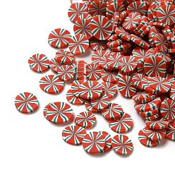 Candy Christmas Theme Handmade Polymer Clay Beads, No Hole, Candy Pattern, 3.5~5.5x0.5mm, about 72000pcs/1000g