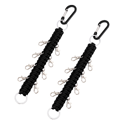 Black Polypropylene Elastic Climbing Straps, with Aluminum Clasp, Black, 300mm