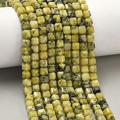 Желтая Бирюза(яшма) Бусы из натуральной желтой бирюзы (яшмы), граненый стол, вырезанный куб, 5~6x5~6x5~6 мм, отверстие : 1 мм, около 73~78 шт / нитка, 14.96'' (38 см)