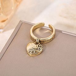 Antik Golden Retro-Armreif-Manschettenringe, Herz, Antik Golden, 15~20 mm