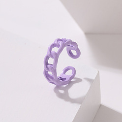Лиловый Кольца-манжеты из сплава с овальной цепочкой, окрашенные распылением, для женщин, сирень, внутренний диаметр: регулируемый