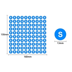 Темно-Голубой Самоклеящиеся наклейки из ПВХ (размер s), этикетки размера одежды, глубокое синее небо, 160x150 мм, наклейка: 13 мм, 100шт / лист