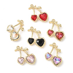 (52) Непрозрачная лаванда Подвески из сплава и страза, вишня, золотой свет, без кадмия, без никеля и без свинца, стойки покрытие, разноцветные, 26x19x6 мм, отверстие : 1.7 мм