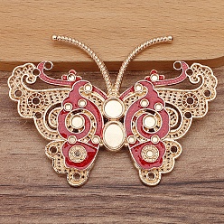 Indian Red 10Pcs Alloy Enamel Chandelier Component Links, Butterfly, Indian Red, Tray: 2~12mm, 55x73mm
