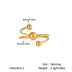 Настоящее золото 18K 304 открытые манжеты из нержавеющей стали для женщин, 60 мм, внутренний диаметр: регулируемый