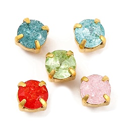 Золотой Шить на горный хрусталь, многожильные звенья из стекла, хрусталя и стразов, с настройками латуни, аксессуары для одежды, граненые, плоско-круглые, золотые, 6x6x5.5 мм, отверстие : 0.9 мм