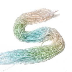 Бледно-Зеленый Прозрачный градиент цвета стеклянные бусины пряди, граненые круглые, бледно-зеленый, 2 мм, отверстие : 0.8 мм, около 160~178 шт / нитка, 13.58 ~14.17 дюйм (34.5~36 см)