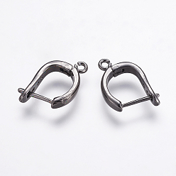 Черный Цвет Металла Латунные серьги-кольца с застежкой сзади, металлический черный , 20x14x3.5 мм, отверстие : 1.5 мм, штифты : 1 мм