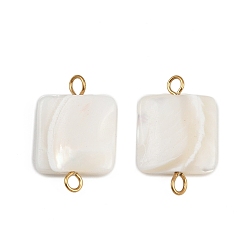 Настоящее золото 18K Подвески-коннекторы из натуральной ракушки, с 304 двойными петлями из нержавеющей стали, цвет морской раковины, ионное покрытие (ip), реальный 18 k позолоченный, 18.5~19.5x12~12.5x3~3.5 мм, отверстие : 1.6~2.5 мм