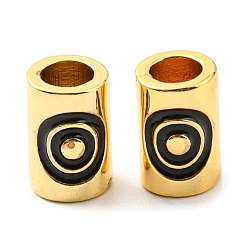 Real 18K Gold Plated Brass Enamel Beads, Lead Free & Cadmium Free, Column with Round, Real 18K Gold Plated, 9.5x6mm, Hole: 3.8mm