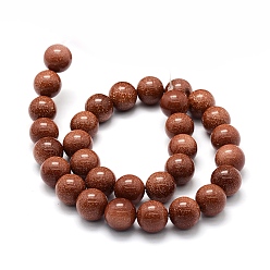 Goldstone Synthetic Goldstone Beads Strands, Round, 12mm, Hole: 1mm, about 31pcs/strand, 14.2  inch~14.6 inch(36~37cm)