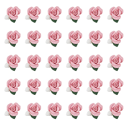 Pink Фарфора ручной работы кабошонов, Китай глиняные шарики, цветок, розовые, 23~25x20.5~21x10~11 мм, 30 шт / коробка