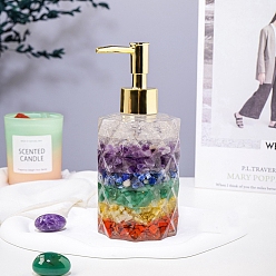 Mixed Stone Gemstone Dispenser Pump Bottles, Shower Shampoo Cosmetic Emulsion Storage Bottle, Column, 7.5x17cm, Capacity: 160ml(5.41fl. oz)