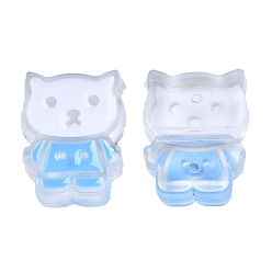 Light Sky Blue Transparent Acrylic Enamel Beads, Cat, Light Sky Blue, 27x21x8mm, Hole: 3.5mm