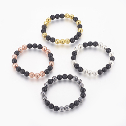 (52) Непрозрачная лаванда Стрейч-браслет из натурального вулканического камня, с гальваническими бусинами из вулканического камня, круглые, разноцветные, 2-1/8 дюйм (5.3 см)