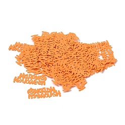 Dark Orange Plastic Confetti, Halloween Decorations, for Halloween Decoration Party Favors, Word Halloween with Pumpkin, Dark Orange, 23x50.5x0.43mm, about 63pcs/bag