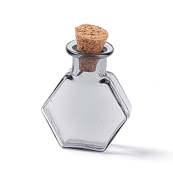 Серый Шестигранный кукольный домик миниатюрные стеклянные пробки бутылки орнамент, стеклянные пустые бутылки желаний для украшения кукольного дома, серые, 3 см, Бутылка: 25x20.5x8.5 мм