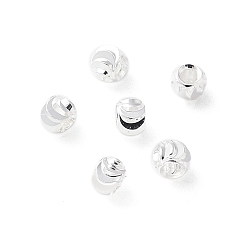 Серебро Латунные бусины, без никеля , круглые, серебряные, 2.2x2 мм, отверстие : 0.8 мм