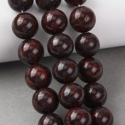 Брекчированных Джаспер Природные брекчированных яшмы бисер нитей, гладкий круглый, 16 мм, отверстие : 1.2 мм, около 24~25 шт / нитка, 15.16~15.79'' (38.5~40.1 см)