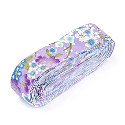 Лиловый Японское кимоно с цветочной хлопковой лентой, одного печататься, для бант для волос своими руками, головной убор, отделка ручной работы, сирень, 1-1/8 дюйм (30 мм), о 10yards / рулон (9.14 м / рулон)