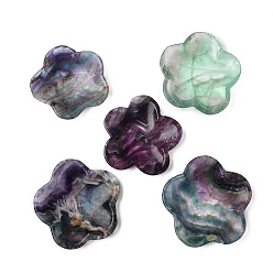 Флюорит Резные фигурки цветов из натурального флюорита для украшения домашнего рабочего стола, 79~90x80~93x11.5~13.5 мм