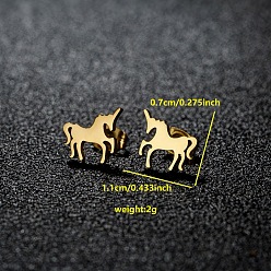 Единорог 201 из нержавеющей стали серьги, золотые, единорог, 7x11 мм