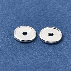 Silver Brass Beads, Disc, Rack Plating, Long-Lasting Plated, Silver, 8x1.2mm, Hole: 1.5mm