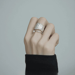 Серебро 925 регулируемые манжеты-кольца из стерлингового серебра с искусственным жемчугом для женщин, серебряные, внутренний диаметр: регулируемый