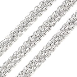 Нержавеющая Сталь Цвет 304 тройные тросовые цепи из нержавеющей стали, пайки, с катушкой, цвет нержавеющей стали, 5x1.4 мм