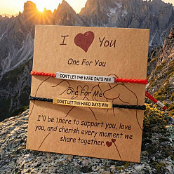 Золотой & Цвет Нержавеющей Стали 2 Браслеты с мотивационной цитатой и подвесками из нержавеющей стали, не позволяйте трудным дням победить, Вдохновляющие украшения для пары, с нейлоновым шнуром и поздравительной открыткой, чёрные, золотые и нержавеющая сталь цвет, 304 дюйм (11.02 см)