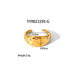 Настоящее золото 18K Геометрические 304 открытые манжетные кольца из нержавеющей стали с неровной формой, высококачественные, реальный 18 k позолоченный