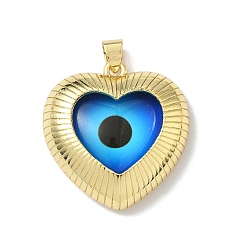 Настоящее золото 18K Подвески латуни cmолы, Сердце с глаз, долговечный, стойки покрытие, без кадмия и без свинца, реальный 18 k позолоченный, 30x28.5x6.5 мм, отверстие : 4.5x4 мм