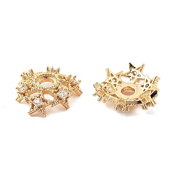 Настоящее золото 18K Колпачки для бусин из прозрачного кубического циркония из латуни, без кадмия, без никеля и без свинца, цветок со звездой, реальный 18 k позолоченный, 15x5 мм, отверстие : 3 мм