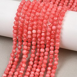 Rhodochrosite Dyed Synthetic Rhodochrosite Beads Strands, Smooth Round, 4mm, Hole: 1mm, about 100pcs/strand, 14.96''(38cm)