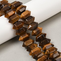 Тигровый глаз Нити бусин из натурального тигрового глаза с двойными наконечниками, кусковая пуля, граненые, 20x11x10 мм, отверстие : 1 мм, около 20 шт / нитка, 7.99'' (20.3 см)