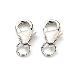 Платинированный 925 стерлингового серебра застежкой омар коготь, Реальная платина, 9x4x2 мм