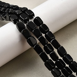 Black Onyx Бусины из натурального черного оникса, кубоид, окрашенная и подогревом, 7.5~9.5x6~7x6~7 мм, отверстие : 1.2 мм, около 44 шт / нитка, 14.96~15.35'' (38~39 см)