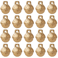 Без Покрытия 30шт латунные подвески в виде колокольчиков, круглый с тигром лицом, без никеля , сырой (без покрытия), 18x14x10 мм, отверстие : 1 мм