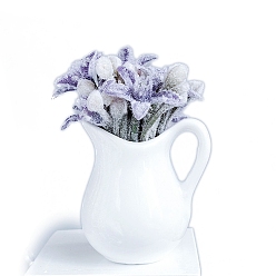 Лиловый Бутылка из смолы для молока флокированный цветок десерт модель, украшение куклы, аксессуары для ролевых игр, сирень, 30x21x50 мм