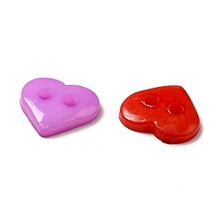 Mixed Color Acrylic Sewing Buttons for Costume Design, Heart Buttons, 2-Hole, Dyed, Mixed Color, 10x10x2mm, Hole: 1mm