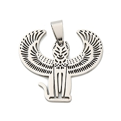 Нержавеющая Сталь Цвет Не тускнеющие 201 подвески из нержавеющей стали, лазерная резка, египетские прелести мау, цвет нержавеющей стали, 29.5x32x1.5 мм, отверстие : 9x4.5 мм