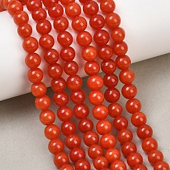 Brique Rouge Naturels teints en blanc perles de jade brins, lisse et rond, firebrick, 6mm, Trou: 1mm, Environ 62 pcs/chapelet, 14.96'' (38 cm)