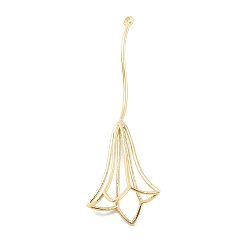 Настоящее золото 18K Латунные подвески, без кадмия, без никеля и без свинца, цветок, реальный 18 k позолоченный, 42.5x14.5x10 мм, отверстие : 1 мм