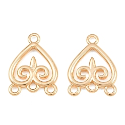 Real 18K Gold Plated Brass Chandelier Components Links, Heart, Real 18K Gold Plated, 20.5x15.5x2.5mm, Hole: 1.5mm