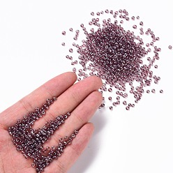 Rosy Brown Glass Seed Beads, Trans. Colours Lustered, Round, Rosy Brown, 3mm, Hole: 1mm, about 10000pcs/pound