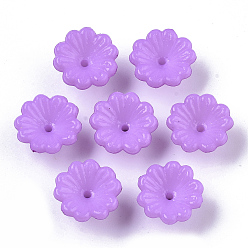 Medium Orchid Opaque AS Plastic Bead Caps, 5-Petal, Flower, Medium Orchid, 13x7.5mm, Hole: 1.2mm, about 1800pcs/500g