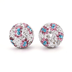 Кристалл Полимерная глина Pave горный хрусталь бисер, дискотечный шар бисер, круглые, леопардовым принтом, кристалл, 16 мм, отверстие : 1.6~1.8 мм