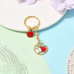 Яблоко Брелок из эмалевого сплава, с железными кольцами, фрукты, золотые, яблоко, 76 мм