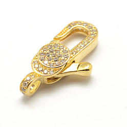 Golden Gestellware Messing Micro Pave Zirkonia Karabinerverschlüsse, Bleifrei und cadmium frei, golden, 24x12.8x5 mm, Bohrung: 2.5 mm